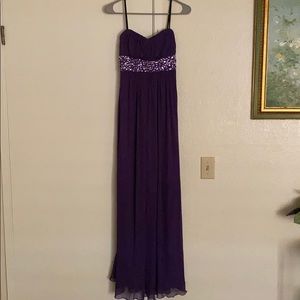 Purple beaded prom dress
